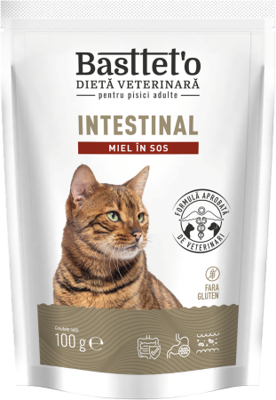 Produse pentru pisici - Bastteto Intestinal, Hrana umeda pisici - Miel, 100g