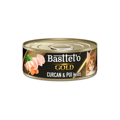 Bastteto Pate Pisici - Curcan si pui in sos , 85g [0]