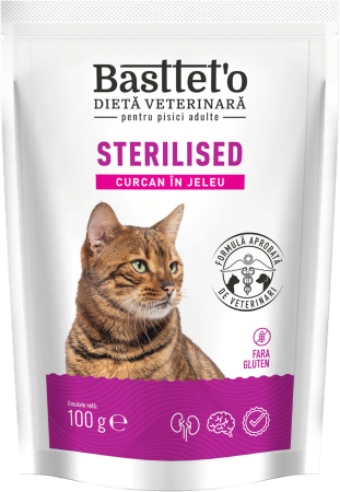 Produse pentru pisici - Bastteto Sterilizate Hrana umeda pisici - Curcan in jeleu, 100g