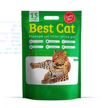 Produse pentru pisici - Best Cat Silicat - Asternut igienic pisici, mar verde 15l