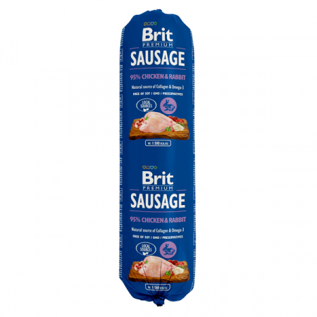 Hrana umeda - Salam pentru caini cu pui si iepure, Brit Premium