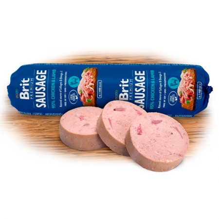 Salam pentru caini cu pui si miel, Brit Premium [1]