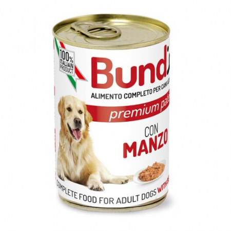 Hrana umeda - Bundy, Conserva pentru caini, cu vita, 400g