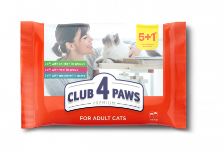 Produse pentru pisici - Club 4 Paws Premium Hrana umeda pisici 5+1, set 6*80g