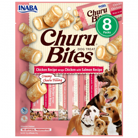 Recompense - Churu Bites-Recompense cremoase pentru caini cu somon si pui