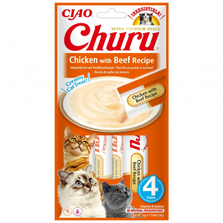 Recompense - Churu, Recompense cremoase pentru pisici cu pui si vita