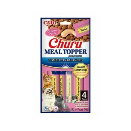 Recompense - Churu, Recompense Cremoase pentru Pisici, cu ton, pui si somon 4x14g