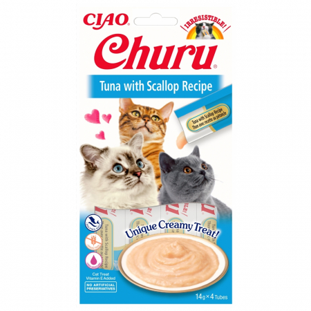 Recompense - Churu, Recompense cremoase pentru pisici cu scoici si ton