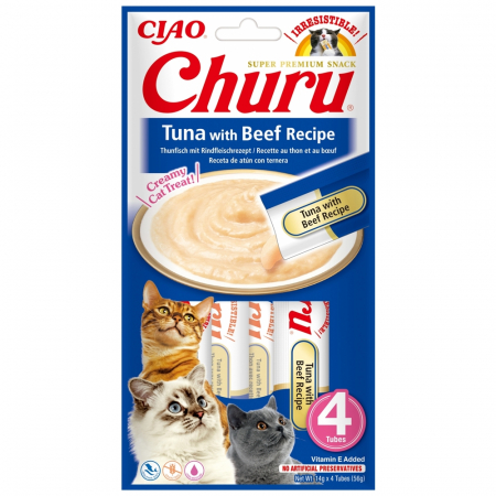 Recompense - Churu, Recompense cremoase pentru pisici cu ton si vita