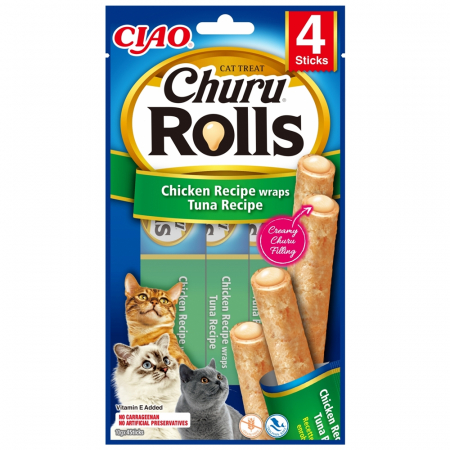 Recompense - Churu Rolls, Recompense cremoase pentru pisici cu pui si ton