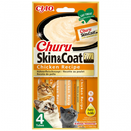 Recompense - Churu Skin&Coat, Recompense cremoase pentru pisici cu pui
