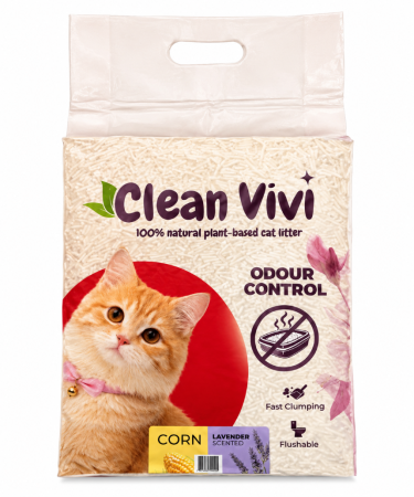 Asternut igienic - Clean Vivi Asternut igienic pentru pisici, Corn - Lavanda, 5L/2.1kg