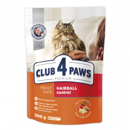 Club 4 Paws Premium Hairball Control hrana uscata pisici adulte, 300g
