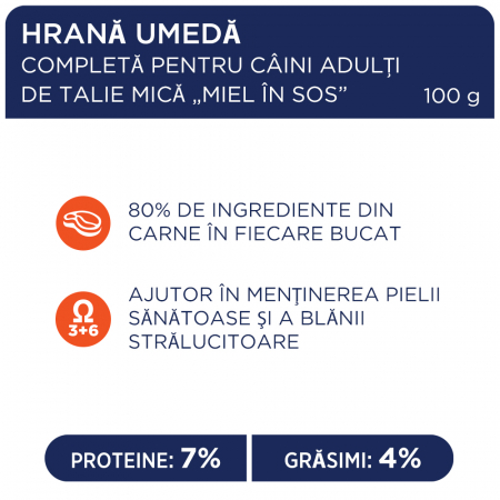 Hrana umeda CLUB4PAWS, pentru caini talie mica, miel in sos [1]