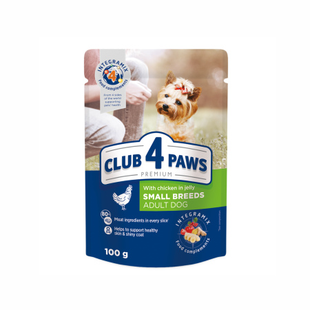 Hrana umeda - Hrana umeda cu pui in jeleu pentru caini de talie mica, Club4Paws
