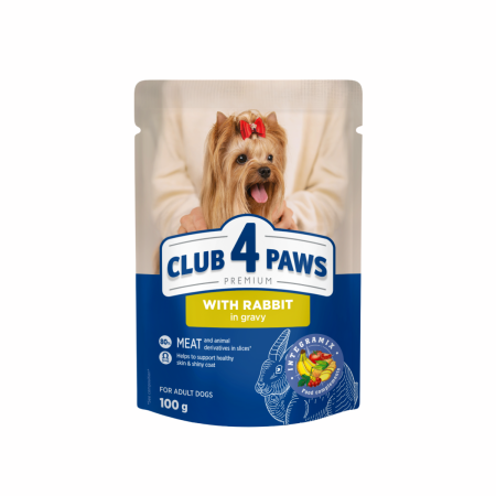 Hrana umeda - Club 4 Paws, Hrana umeda caini talie mica, Iepure in sos, 24x100g