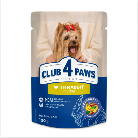 Hrana umeda - Club 4 Paws, Hrana umeda caini talie mica, Iepure in sos, 24x100g