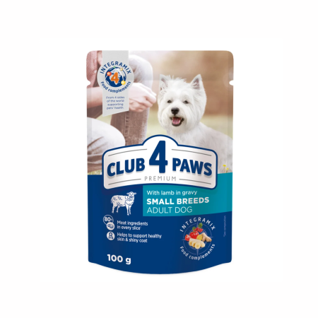 Hrana umeda - Hrana umeda CLUB4PAWS, pentru caini talie mica, miel in sos