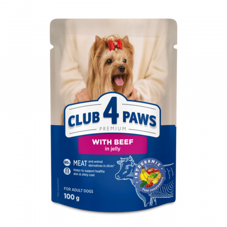 Hrana umeda - Club 4 Paws, Hrana umeda caini talie mica, Vita in jeleu, 24x100g