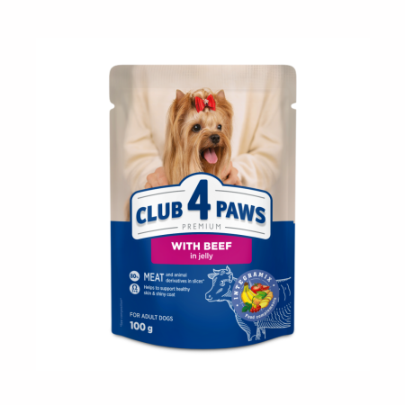 Hrana umeda - Club 4 Paws, Hrana umeda caini talie mica, Vita in jeleu, 24x100g