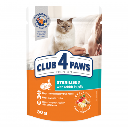 Hrana umeda - Club 4 Paws Premium Hrana umeda pisici sterilizate - cu iepure, set 24x80g