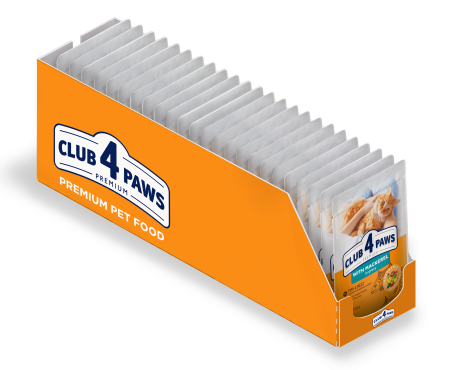Club 4 Paws, Hrana umeda pentru pisici adulte cu macrou in sos, 24x85 g [1]