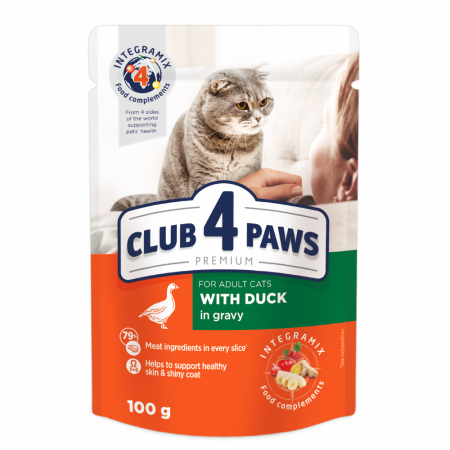 Produse pentru pisici - Club 4 Paws Premium Hrana umeda pisici, cu Rata in sos set 24*100g