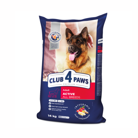 Produse pentru caini - Hrana uscata pentru caini activi, CLUB4PAWS, 14kg