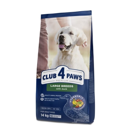 Hrana uscata - CLUB4PAWS, Hrana uscata pentru caini de talie mare, cu rata