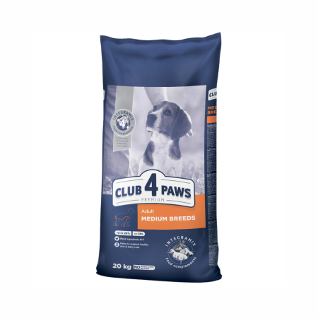 Produse pentru caini - CLUB4PAWS, Hrana completa pentru caini de talie medie, 20kg