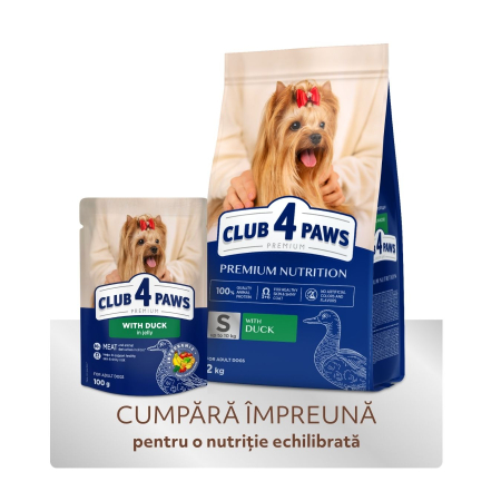 Club 4 Paws, Hrana uscata caini de talie mica, rata, 2kg [6]