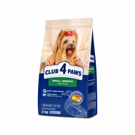 Club 4 Paws, Hrana uscata caini de talie mica, rata, 2kg