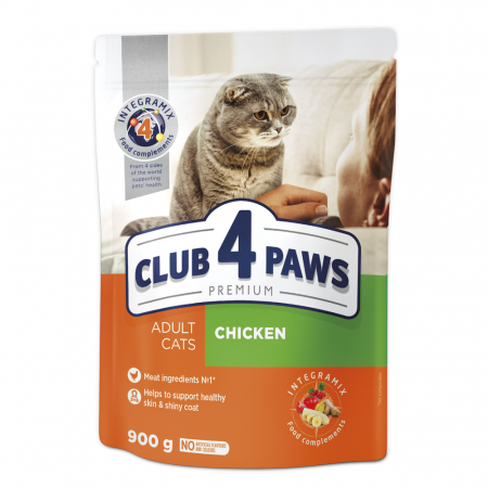 Produse pentru pisici - Club 4 Paws Premium Hrana uscata pisici adulte, cu Pui 0,9kg