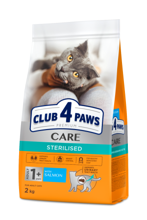 Club 4 Paws, Hrana uscata pisici sterilizate, cu somon, 2kg