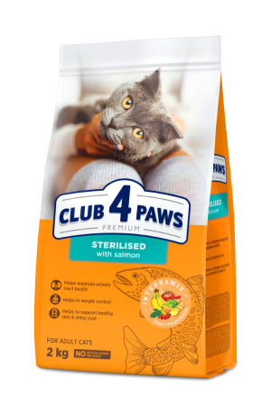 Club 4 Paws, Hrana uscata pisici sterilizate, cu somon, 2kg