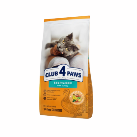 Hrana uscata - Club 4 Paws, Hrana uscata pisici sterilizate, curcan, 14kg