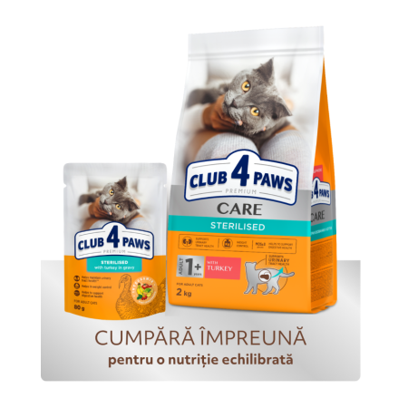 Club 4 Paws, Hrana uscata pisici sterilizate, curcan, 2kg [4]