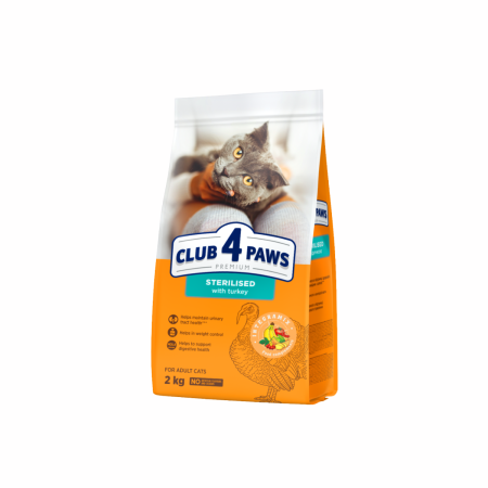 Club 4 Paws, Hrana uscata pisici sterilizate, curcan, 2kg