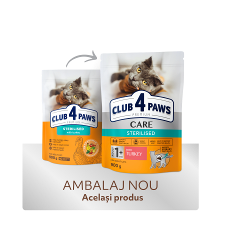 Club 4 Paws, Hrana uscata pisici sterilizate, curcan, 900g [1]