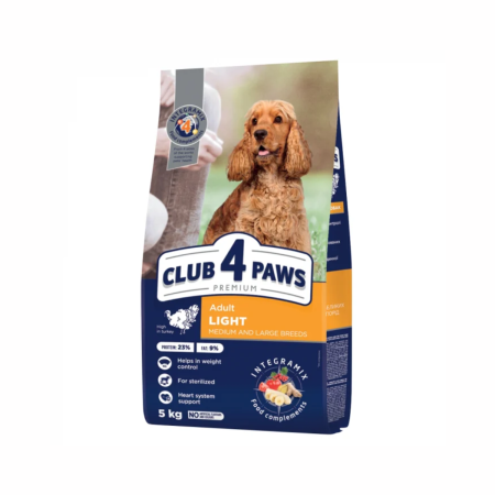 Produse pentru caini - Club 4 Paws Light, Hrana uscata caini sterilizati de talie medie-mare, curcan, 5kg