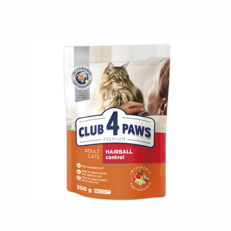 Hrana uscata - Club 4 Paws Premium, Hairball Control, hrana uscata pisici adulte, 300g