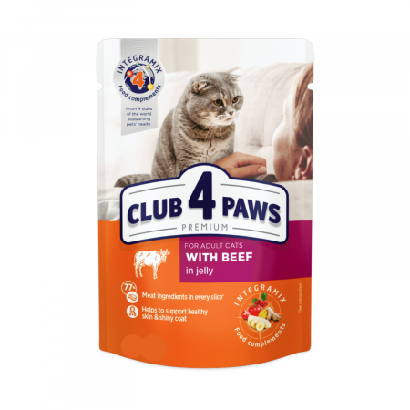 Club 4 Paws Premium Hrana umeda pisici - cu vita in jeleu, set 4x85g [1]