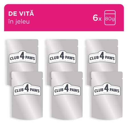 Club 4 Paws Premium Hrana umeda pisici, cu Vita in jeleu set 5+1*80g [1]