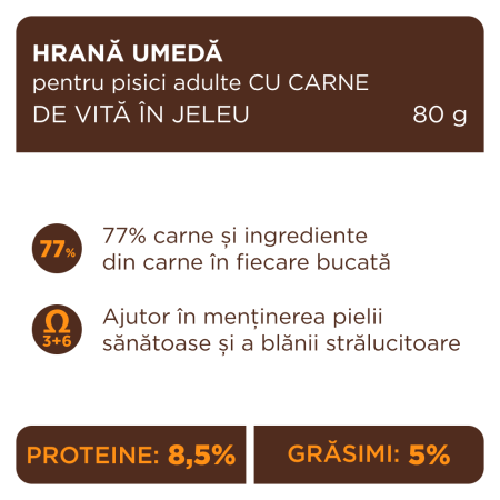 Club 4 Paws Premium Hrana umeda pisici, cu Vita in jeleu set 5+1*80g [3]