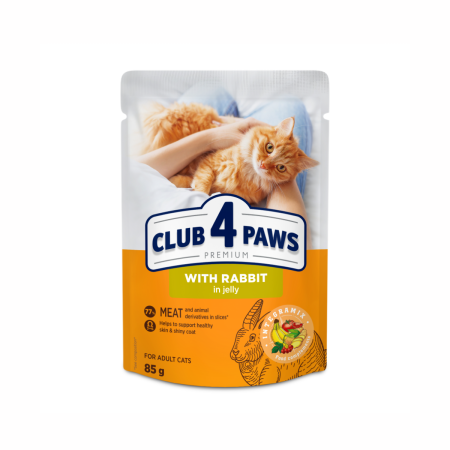 Hrana umeda - Club 4 Paws Premium, Hrana umeda pisici, Iepure in jeleu, 24x85g
