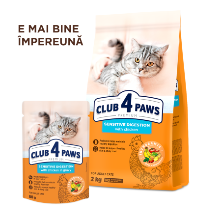 Club 4 Paws Premium, Hrana umeda pisici, Sensitive, pui in sos, 24x80g [5]