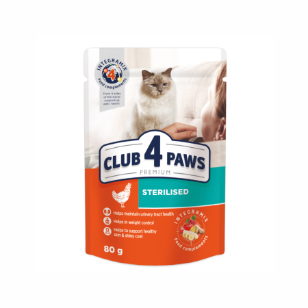 Hrana umeda - Club 4 Paws Premium, Hrana umeda, pisici sterilizate, 24x80g