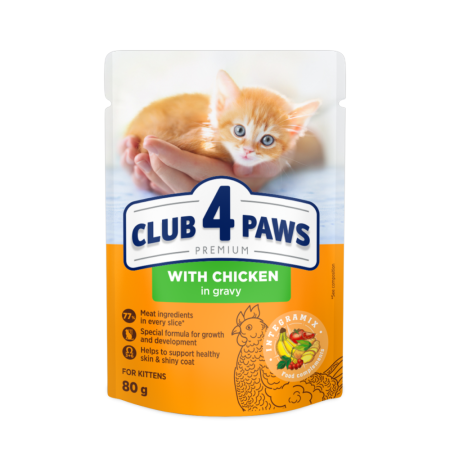 Produse pentru pisici - Hrana umeda pentru pisoi cu gaina in sos, CLUB4PAWS