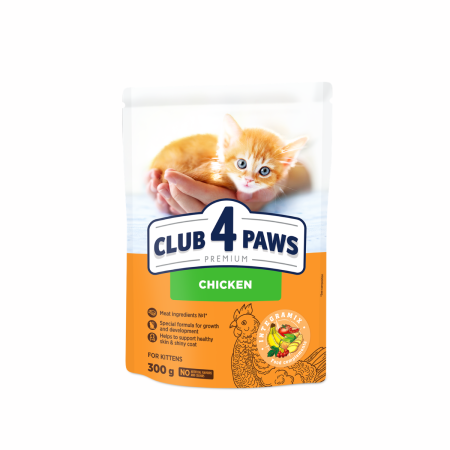 Hrana uscata - Club 4 Paws Premium, Hrana uscata, pentru pisoi, cu pui, 300g