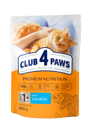 Produse pentru pisici - Club 4 Paws Premium, Hrana uscata, pisici adulte, cu Somon, 900g